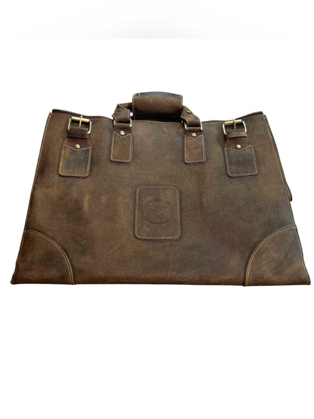 Mens Full Grain Saddle Leather Bag Briefcase – Framed Doctor Laptop Travel Bag